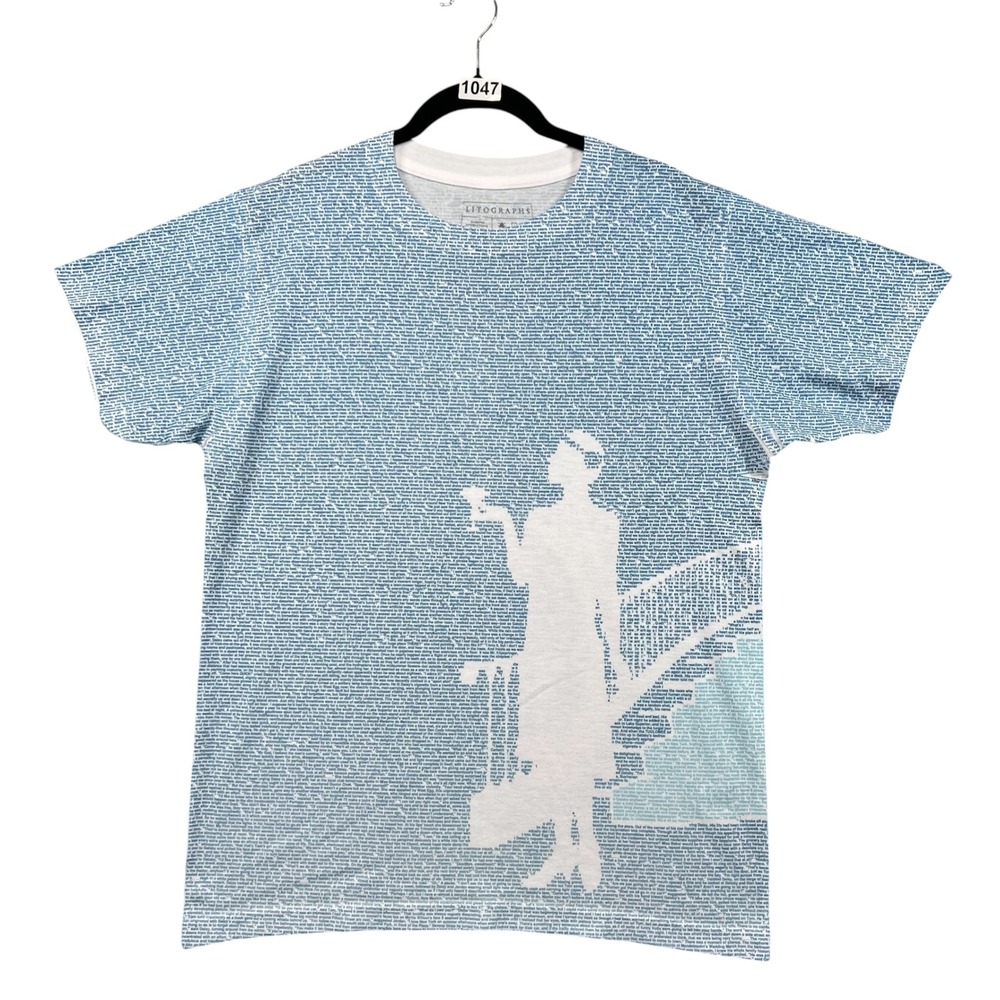 Litographs The Great Gatsby T-Shirt‎ Womens M Blue All Over Print Literary Top
